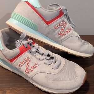 New Balance Light Gray and Red Women's Sneakers